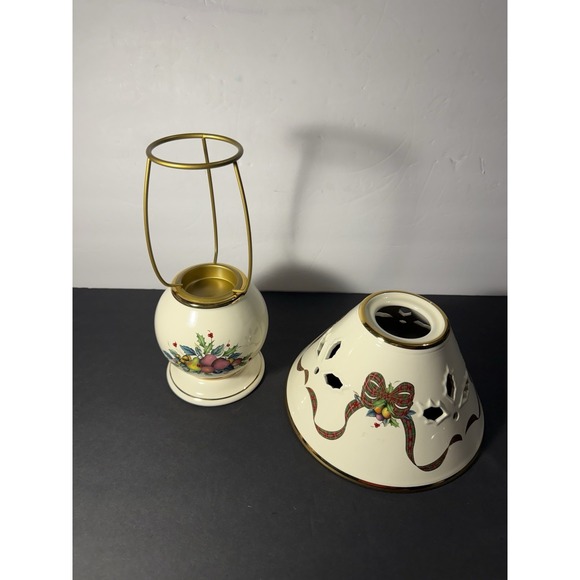 Lenox Holiday Tartan Table Candle Tea Light Lamp Shade Holly Christmas Plaid - Picture 5 of 9